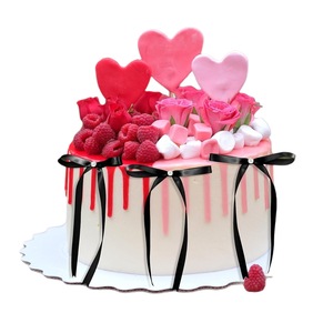 Black And Pink Swallowtail Pearl Bow Cake Decoration Reusable Birthday Party Supply - Product Image 5