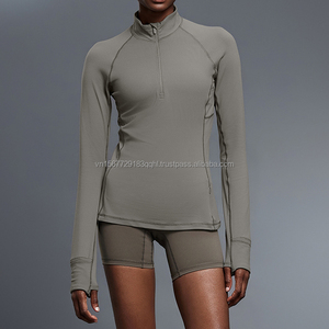 เสื้อยืดแขนยาวคอตั้งแบบซิปครึ่งตัวสำหรับผู้หญิง ทรงเข้ารูป กระชับสัดส่วน เหมาะสำหรับออกกำลังกาย วิ่ง เล่นโยคะ ใส่ได้ในฤดูใบไม้ร่วง - Product Image 4