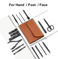 Kit de pédicure et de manucure pour homme en acier inoxydable noir avec ensemble de coupe-ongles