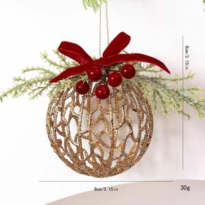 <b>Christmas</b> Holiday Home Decoration Gold Glitter Pine <b>Cone</b> Star Ball Hanging Ornament <b>Tree</b> Decor - Product Image 4