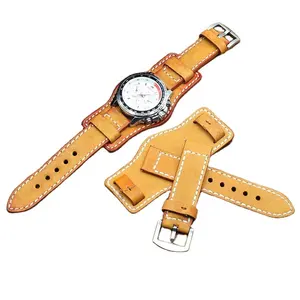 18mm leather watch strap bands for men LOGO on free unique design watches leather straps with pad supplier