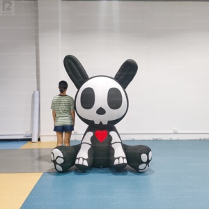 Conejo Esqueleto Inflable Gigante de 2m con Luces LED, Conejo con Calavera Iluminada para Decoración de Halloween/Casa Embrujada/Carnaval/Evento Nocturno - Product Image 1