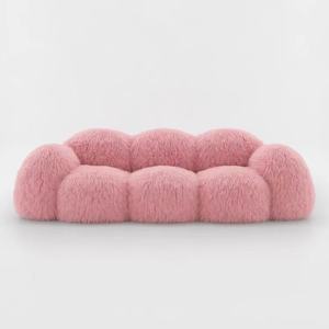 <strong>Yeti</strong> Sheepskin Lounge Armchair Pink Fur Fabric Leather Upholstered Leisure <strong>Chair</strong> for Outdoor Use Modern Design Hotel Home - Product Image 5