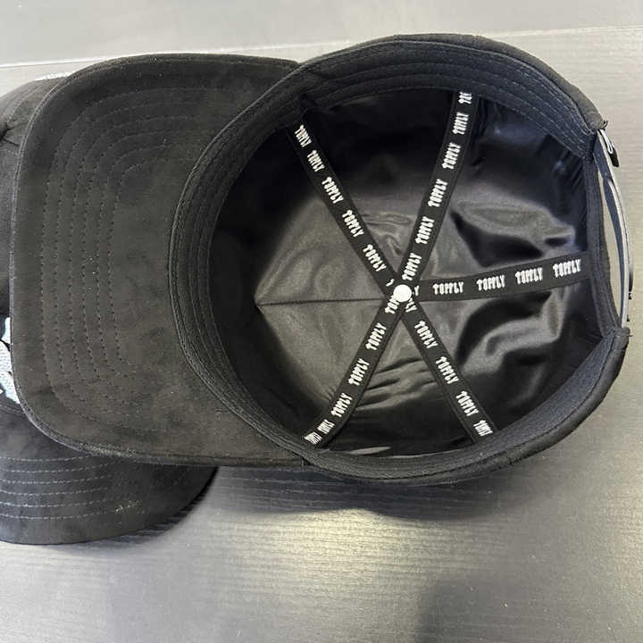 Custom Hat Lining 5-panel Dandy Type Suede Brim Satin Lining Hat with Rhinestones