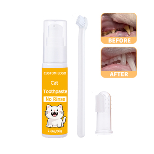 Kit pasta gigi kucing Oem, dengan sikat gigi & silikon jari perawatan gigi aman untuk kucing, napas segar & gigi bersih - Product Image 1