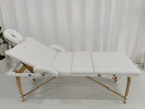 Table <span class=keywords><strong>de</strong></span> massage pliable 4 sections - Lit <span class=keywords><strong>de</strong></span> massage portable en bois avec appui-tête réglable pour thérapeutes mobiles - Product Image 2
