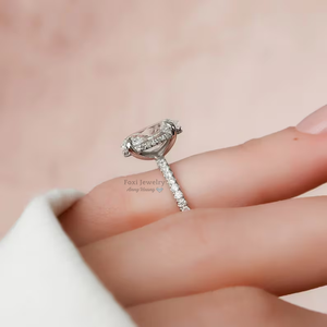 <span class=keywords><strong>Anello</strong></span> di Fidanzamento di Lusso <span class=keywords><strong>in</strong></span> <span class=keywords><strong>Argento</strong></span> Sterling 925 Placcato Oro Bianco con Moissanite Ovale da 2,5 CT, Classico <span class=keywords><strong>Anello</strong></span> <span class=keywords><strong>Solitario</strong></span> con Halo Nascosto - Product Image 5