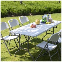 Vente en gros de tables pliantes de haute qualité de 6 pieds, tables pliantes en plastique portables pour intérieur, maison, cuisine, salle à manger, extérieur, garden-party