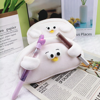 Trousse à crayons en peluche amusante en forme de mouette, magnifique trousse à crayons couleur crème laiteuse, boîte de rangement mignonne pour garçons et filles