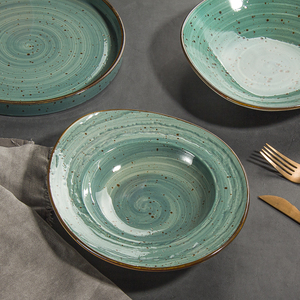 Porseleinen Borden Serviesgoed Rustiek Serviesgoed Keramische Spikkel Geglazuurde Schotelschaal <span class=keywords><strong>Set</strong></span> Restaurant Serviesgoed Voor Hotel - Product Image 4