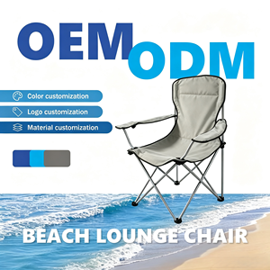 Modern Grey Folding Chair with Armrests-Portable Heavy Duty <strong>Beach</strong> Camping <strong>Seat</strong> with Ergonomic Back Support for Outdoor Travel - Product Image 1