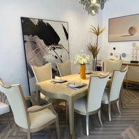 Chaise de salle à manger rembourrée en velours à dossier haut pour cadre en bois massif de restaurant avec accents en feuille d'or