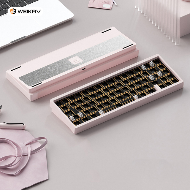 Weikav Lucky65 V2 65% Wireless Three Mode Full Aluminum RGB Hot Swap QMK VIA Gasket Mechanical Keyboard Kit New USB Type-C