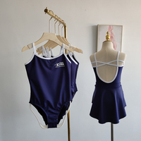 Offres Spéciales design simple vêtements de danse professionnels usine logo personnalisé bleu marine foncé couleurs ballet nylon filles robe