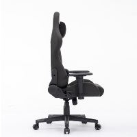 Chaise de bureau ergonomique à dossier haut, inclinable, en tissu noir, pour le gaming, avec coussin de tête magnétique – Vente en gros