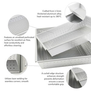 Plateau de cuisson pour pizza rectangulaire en aluminium anodisé de 1,5 mm, 14 x 10 pouces, perforé, pour une pizza croustillante, <span class=keywords><strong>plaque</strong></span> à pizza de Détroit, <span class=keywords><strong>plaque</strong></span> à croûte à pizza pour la cuisson - Product Image 2
