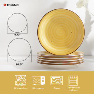 Plato de gres occidental pintado a mano de diseño italiano, juego de cena de cerámica, platos de cena planos redondos - Product Image 6