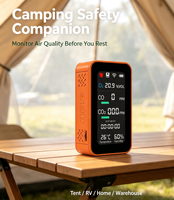 Détecteur de sécurité multifonctionnel pour le camping, moniteur de qualité de l'air 7-en-1 (CO, CO2, O2), testeur de température et d'humidité avec chronomètre pour tente et camping-car
