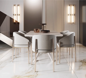 Mesa de comedor y sillas de lujo ligero de acero inoxidable <span class=keywords><strong>italiano</strong></span> Hotel restaurante café mesas y sillas para restaurante - Product Image 2