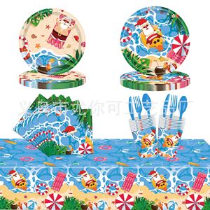 <b>Summer</b> Beach Themed Party Tableware Set 60-80 Pcs Disposable Plates Cups Napkins Birthday <b>Decorations</b> - Product Image 1