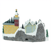 Figurine de village de Noël musical en polyrésine avec patineur animé à LED, porte ouvrante/fermante pour intérieur
