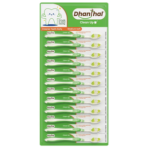 Dhanthal Clean Up Manual Toothbrush Modern Premium Quality Toothbrush with Medium Soft <b>Rounded</b> Bristle Design Easy Grip Handle - Product Image 2
