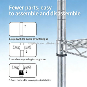 Scaffale di Stoccaggio a 4 Ripiani in Acciaio al Carbonio Cromato, 75kg, Mobile, Regolabile, Resistente, per Bagno, Balcone, Soggiorno, <span class=keywords><strong>Cucina</strong></span> - Product Image 4