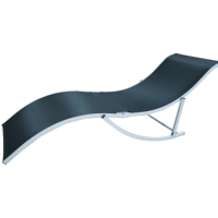 Chaise d'extérieur en aluminium vert foncé en forme de S avec tissu imperméable, design pliable, style moderne pour la plage, l'hôtel et le parc
