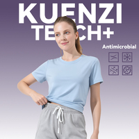 T-shirt femme Kuenzi sans repassage, anti-UV, antibactérien, rafraîchissant, 30% Sorona 70% Coton, col rond, triple couture, uni
