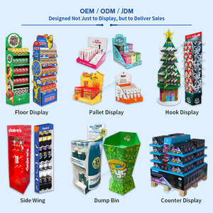 Présentoir de Noël en carton ondulé avec panneau perforé pour cartes de vœux et jouets, design Sidekick - Product Image 6