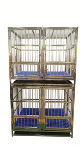Jaula para perros de acero inoxidable de 42 pulgadas, caja de palés con bandeja de plástico con diseño de ensamblaje Modular fuerte de maíz redondeado - Product Image 5