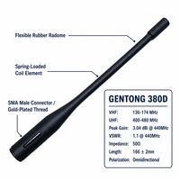 Antenne fouet verticale double bande VHF UHF GENTONG GT-380D 380D 136-174MHz 400-480MHz pour talkie-walkie radio bidirectionnelle