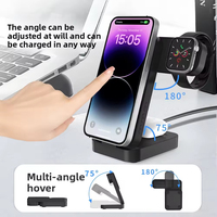 Pengisi Daya Nirkabel Portabel 3-in-1, Pengisian Cepat 15W dengan Layar Digital & Jam Alarm untuk Ponsel, Jam Tangan & Earphone