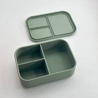 Boîte à lunch bento en silicone scellée à trois compartiments de grande capacité 700 ml, qualité alimentaire sans BPA