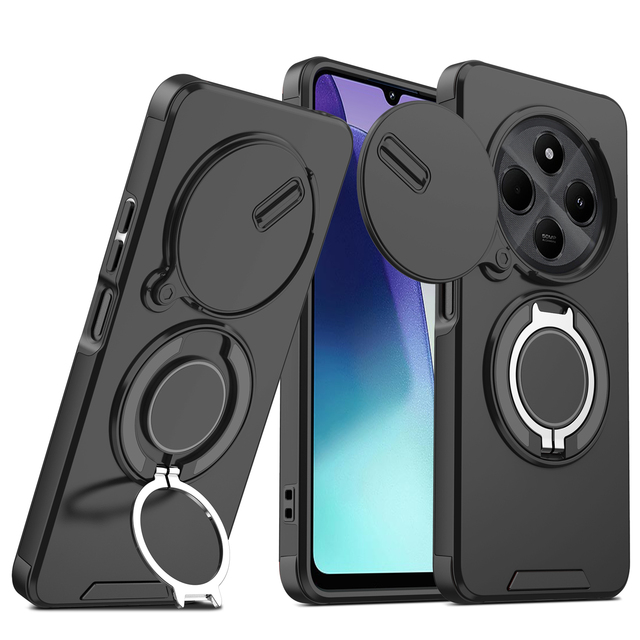 360Rotating Magnetic Stand Armor TPU+PC Anti-Fingerprint Dropproof Protective Case for Redmi Note 14pro 14 Pro Plus 5g Phone
