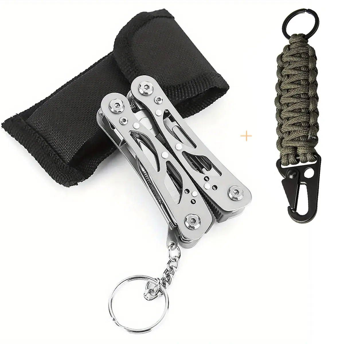 Outdoor Keychain Ring Camping Carabiner Paracord Cord Rope Camping Hiking Survival Kit Emergency Knot Bottle Opener Tools
