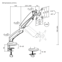 Bras de moniteur à ressort économique élégant LDT13-C012E-KP01 17-32 pouces 9 kg, support de moniteur unique VESA