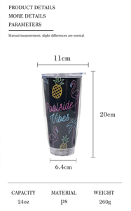 Gobelet lumineux en plastique à double paroi de 24 oz, écologique, avec couvercle en PVC, idéal pour la rentrée scolaire, les fêtes et l'extérieur – Vietnam - Product Image 6