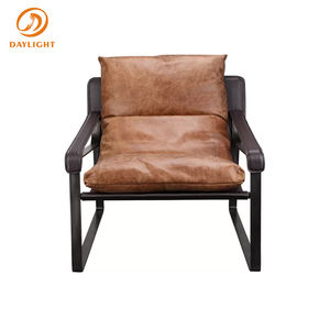 الجملة مخصص رخيصة مطعم الأثاث مطعم أريكة جلدية أصلية البني الترفيه الكراسي - Product Image 5