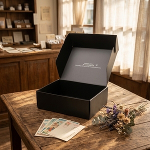 Boîtes <span class=keywords><strong>d</strong></span>'expédition noires personnalisées, boîtes en papier recyclables, boîtes pliantes en carton ondulé pour l'emballage de vêtements avec logo, boîtes noires - Product Image 6