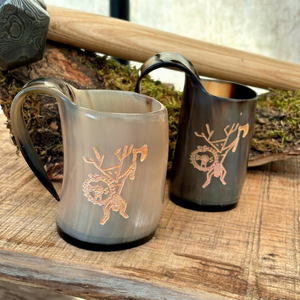 Chope à bière rustique en corne de buffle, artisanale, finition naturelle, écologique, durable, pour bar et maison - Product Image 1