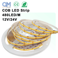 Tira de Luz LED COB Cortable, 12V 24V 8mm 480LEDs/m 4000K Blanco Neutro, Cinta Flexible