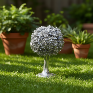 Ornement de jardin décoratif en métal, finition argentée, pour intérieur et extérieur - Product Image 3