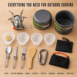 <span class=keywords><strong>Set</strong></span> di Fornello da Campeggio Pieghevole e Pentole Leggero Compatto Portatile per Viaggi Escursioni e Pesca - Product Image 2