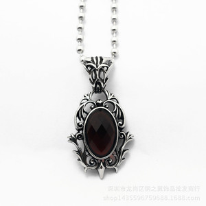 yunnique Stainless Steel <b>Red</b> Gemstone Teardrop Pendant Solitaire For Men And Women Fashion Necklace Charm - Product Image 5