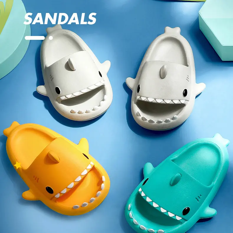 Sandales de requin imperméables EVA pour enfants, pantoufles de maison amusantes de couleur bonbon de dessin animé pour enfants, été Offre Spéciale