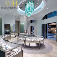 Boutique de bijoux élégante et moderne, design d'intérieur de magasin de bijoux, mobilier de magasin de bijoux, table de présentation de bijoux