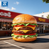Burger Gonflable Géant Publicitaire, Logo Personnalisable, pour Événement d'Ouverture de Magasin de Burgers