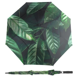 Custom Logo Outdoor Double Layer 190T Pongee Windproof Protection Straight Golf <b>Umbrella</b> Semi-<b>Automatic</b> Opening Black Fiberglass - Product Image 5