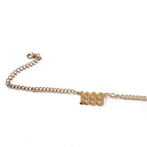 สร้อยข้อเท้าสแตนเลสสตีลสั่งทำขายส่ง พร้อมสลักชื่อและปีที่กำหนดเอง ดีไซน์สร้อยข้อเท้าสีทองสำหรับผู้หญิงและเด็กผู้หญิง - Product Image 6